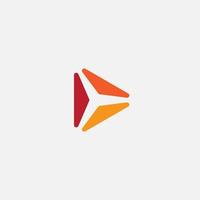 Play icon. Abstract triangle button. Orange gradient sImple flat abstract logo template. Modern emblem idea. Logotype concept design for media. Isolated vector illustration