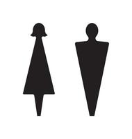 Male and female icons. Restroom pictogram, graphic element for washroom in public places. Simple abstract silhouettes of man and woman on white background, toilet pointer, vector illustration.
