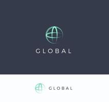 Round sphere with cross vector logo concept. Global universal technology isolated icon on dark background. Network abstract sign for business and developing startup