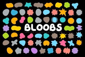 colección de formas de bloobs, manchas abstractas aleatorias, silueta de burbuja de color, conjunto de forma líquida irregular, fluido ondulado orgánico, lugar de arte para el fondo, bocadillo de diálogo cómico, ilustración vectorial vector