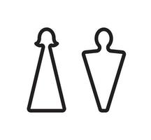 Outline male and female icons. WC pictogram, toilet pointer, vector illustration.