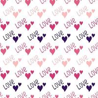 Seamless pattern with hearts and the word love. Festive decoration, print for valentine day, wedding, gift wrapping paper, textiles and holiday design. vector
