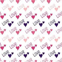 Seamless pattern with hearts and the word love. Festive decoration, print for valentine day, wedding, gift wrapping paper, textiles and holiday design. vector