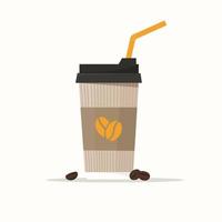 Paper cup with coffee. Cute vector illustration in flat style, isolated on white background