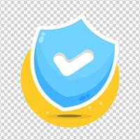 Shield icon with check mark symbol on blank background vector