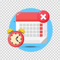 fecha límite de calendario con el icono de reloj sobre fondo blanco vector