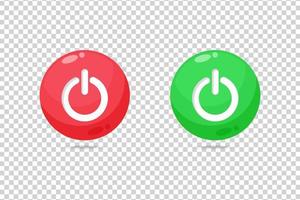 Power on off red and green button icon on blank background vector