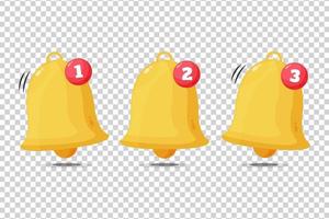 Notification golden bell icon on blank background vector