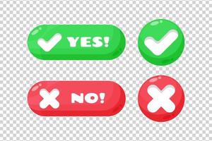 Check and cross button on blank background vector