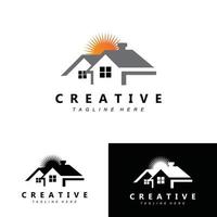 Urban building construction logo icon symbol, house, apartment, city view vector