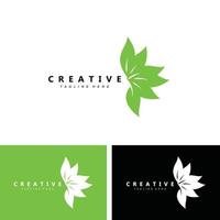 plant and logo design, simple minimalist natural concept, green decoration vector