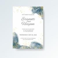 Watercolor wedding invitation card. Beautiful wedding card watercolor with splash. vector