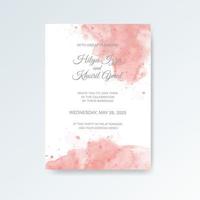 Watercolor wedding invitation card. Beautiful wedding card watercolor with splash. vector