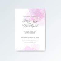 Watercolor wedding invitation card. Beautiful wedding card watercolor with splash. vector