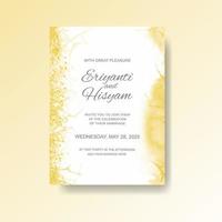 Watercolor wedding invitation card. Beautiful wedding card watercolor with splash. vector