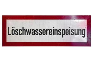 German sign isolated over white. Estinguishing water supply photo