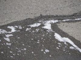 detergent foam on tarmac photo