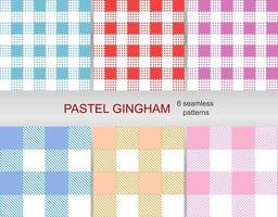 Set of 6 Gingham pattern set.  seamless patterns. Abstract geometric backgrounds. Traditional classic Gingham tablecloth pattern. dress, skirt, napkin, or other Easter holiday textile design.Vector. vector