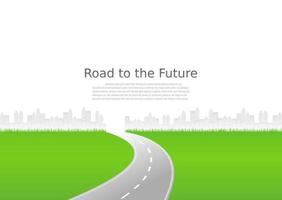 Roadway journey to the future. Asphalt street isolated on city background. Symbols Way to the goal of the end point. Path mean successful business planning Suitable for advertising and presentstation vector