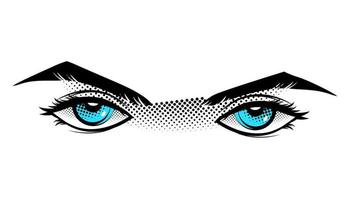 Eyes are blue in the style of manga. vector