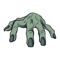 mano de hombre muerto, zombi para halloween. vector