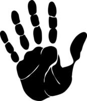 Black human palm and fingers. vector