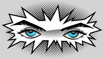 Angry female anime eye Royalty Free Vector Image