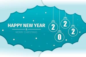 Happy New Year Merry Christmas Cloud Vector