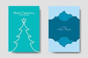 Merry Christmas Happy New Year Bundle Simple Template vector