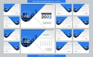 Desk Calendar 2022 template - 12 months included - A5 Size vector