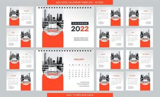Plantilla de calendario de escritorio 2022 - 12 meses incluidos - tamaño a5 vector