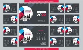 Desk Calendar 2022 template - 12 months included - A5 Size vector