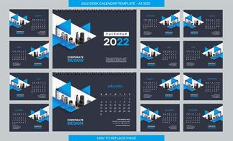 Desk Calendar 2022 template - 12 months included - A5 Size vector