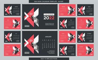 Desk Calendar 2022 template - 12 months included - A5 Size vector