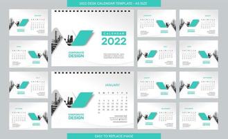 Desk Calendar 2022 template - 12 months included - A5 Size vector