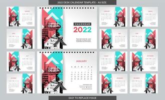 Desk Calendar 2022 template - 12 months included - A5 Size vector