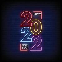 Happy New Year 2022 Neon Signs Style Text Vector