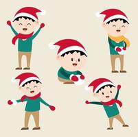 Collection of christmas playing kids vector