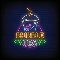 Bubble tea Neon Signs Style Text Vector