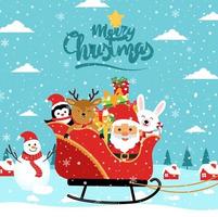 Merry Christmas cartoon cute illustration. vector