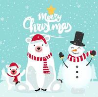 Merry Christmas cartoon cute illustration. vector