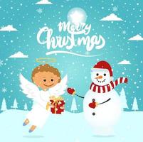 Merry Christmas cartoon cute illustration. vector