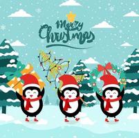 Merry Christmas cartoon cute illustration. vector