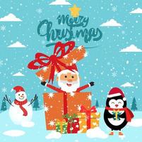 Merry Christmas cartoon cute illustration. vector