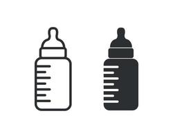 Ilustración de vector de biberón. diseño de estilo de contorno de icono de botella de leche. vector libre