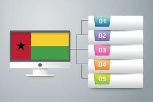Guinea Bissau Flag with Infographic Design Incorporate with Computer Monitor vector