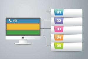 bandera de karakalpakstan con diseño infográfico incorporado con monitor de computadora vector