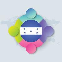 Honduras Flag with Infographic Design isolated on World map vector