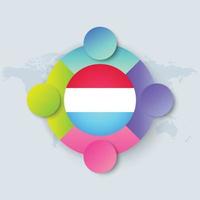 Luxembourg Flag with Infographic Design isolated on World map vector