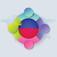 Liechtenstein Flag with Infographic Design isolated on World map vector